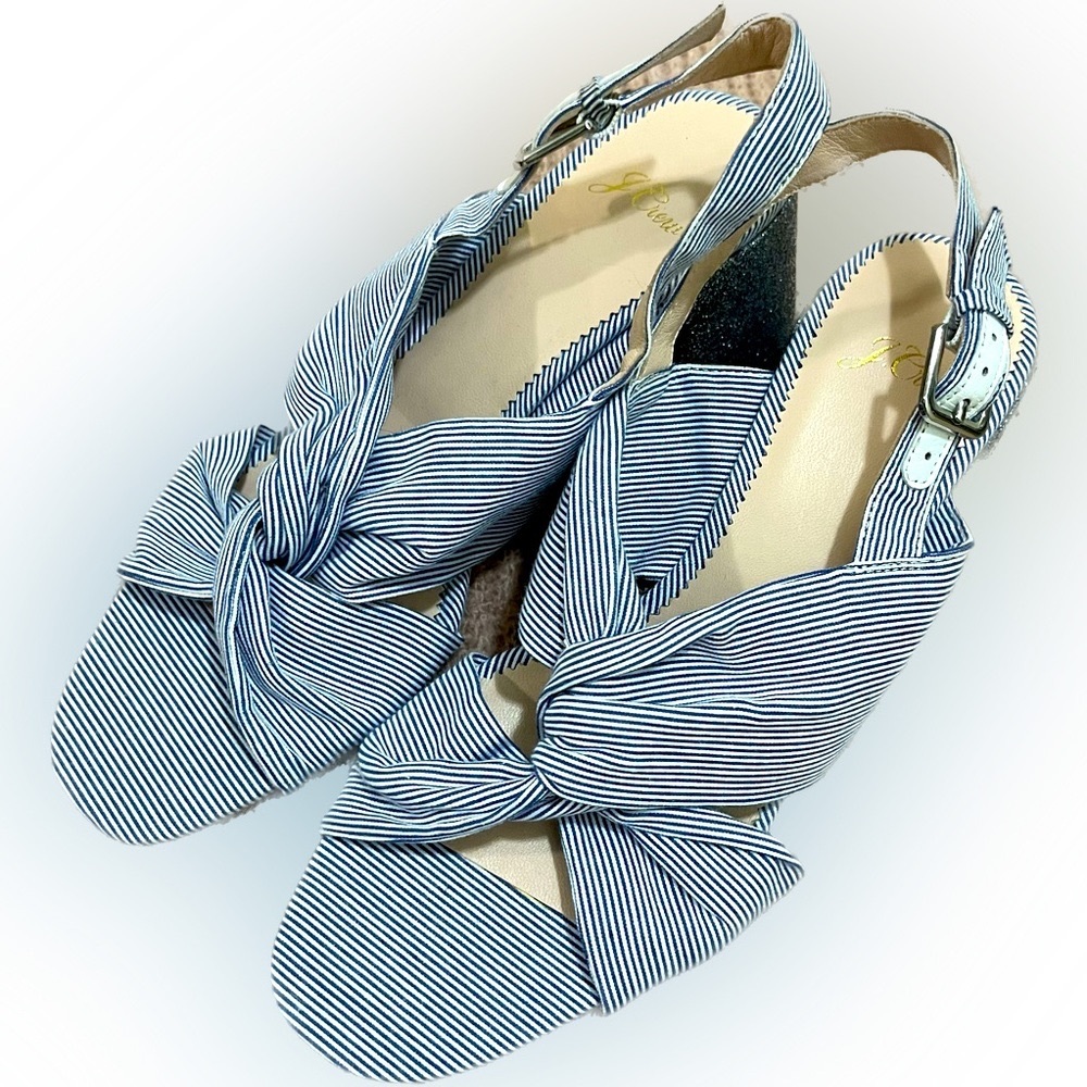 NWT JCrew twisted knot sandals, in gingham and glitter heels